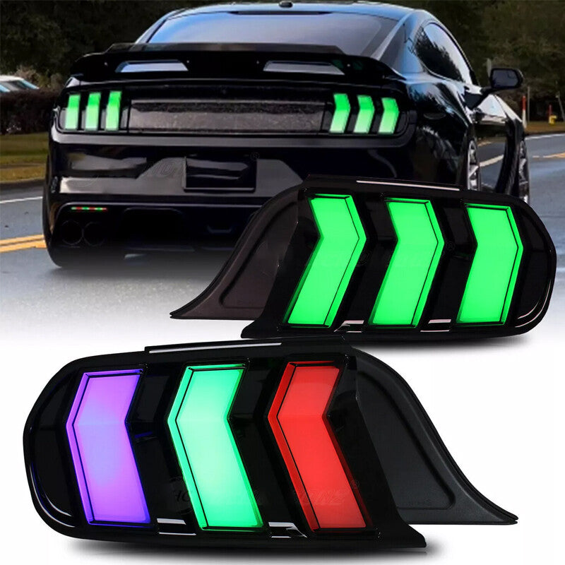 RGB LED taillights for Ford for Mustang 2015-2023, animated sequence taillights.