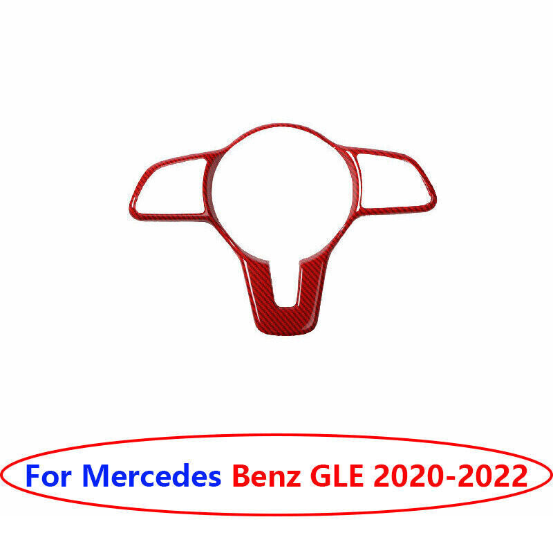 for Benz GLE GLS 2020-2022 ABS Red Carbon Fiber Steering Wheel Frame Cover Trim