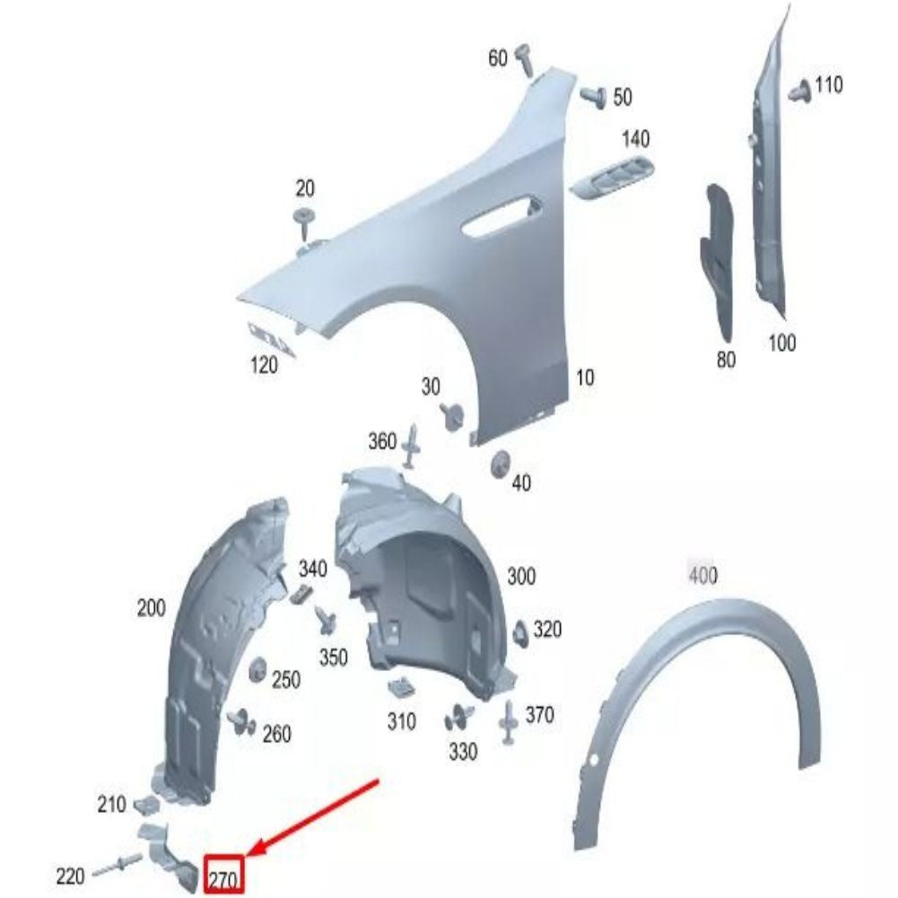 2068850405 Front Right Wheel Arch Spoiler for Mercedes-Benz C W206