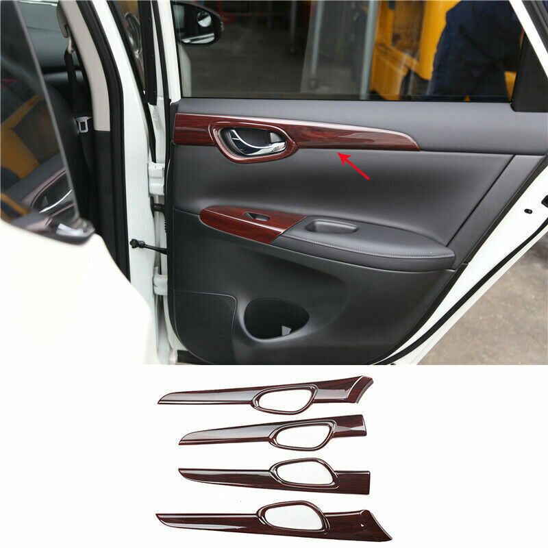 4x For 2013-2019 for Nissan Sentra Sylphy Wood Grain Inner Door Panel Cover Trim Set