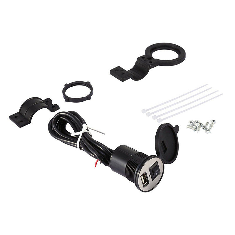 Universal Motorcycle Bike ATV Switch Cell Phone GPS Mount Holder USB Charger Kit
