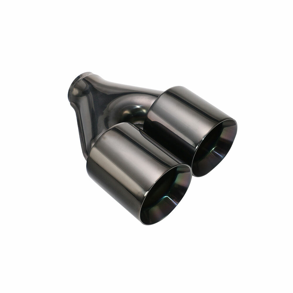 Black 2PCS Universal Dual Polished Exhaust Tip Double Wall 2.5'' ID 3.5 OD
