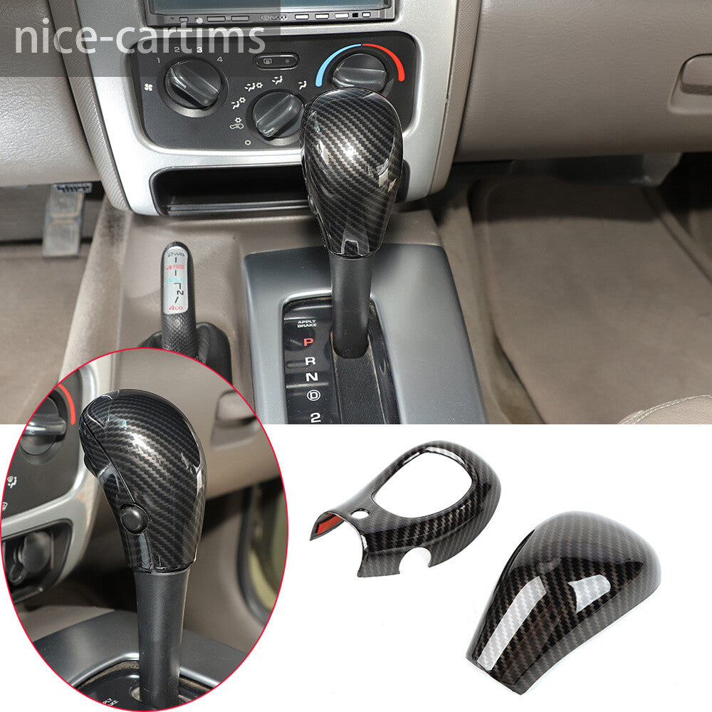 2¡ÁCarbon Fiber ABS Inner Gear Shift Knob Panel Cover for Jeep Liberty 1999-2006