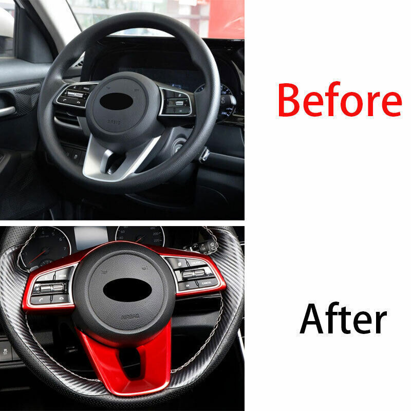Car Steering Wheel Button Frame Cover Trim 2 for Kia Seltos 2020-22 Bright Red