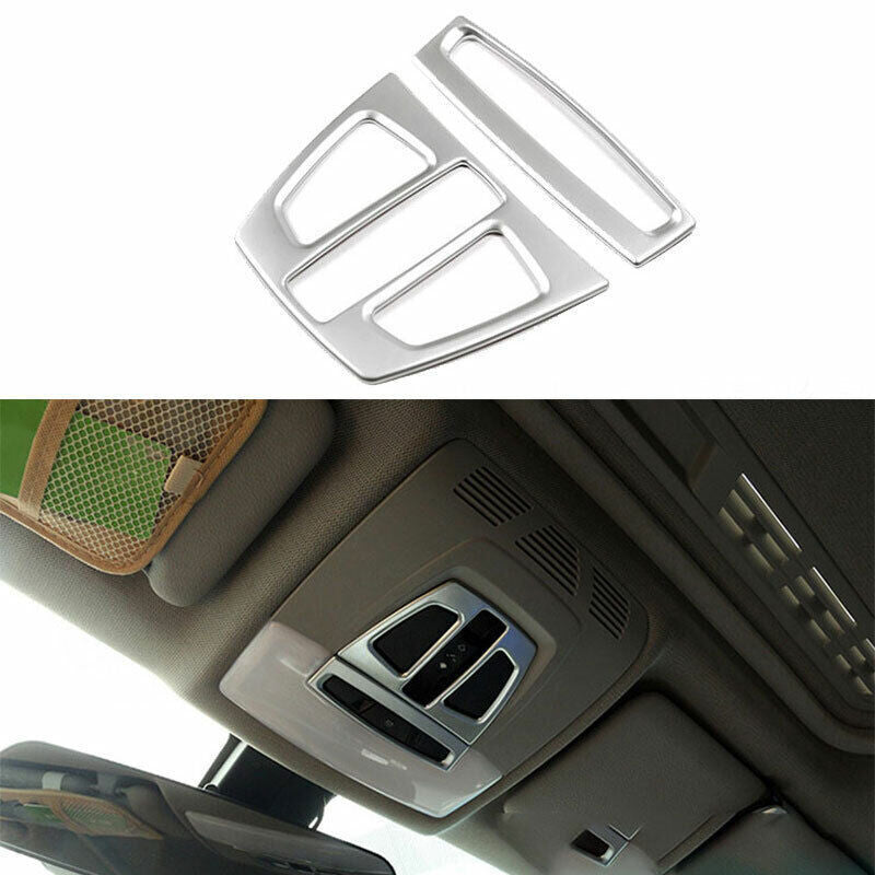 For 2014-18 for BMW 3 4 Series GT ABS Silver Front Reading Light Lamp Frame Trim 2P