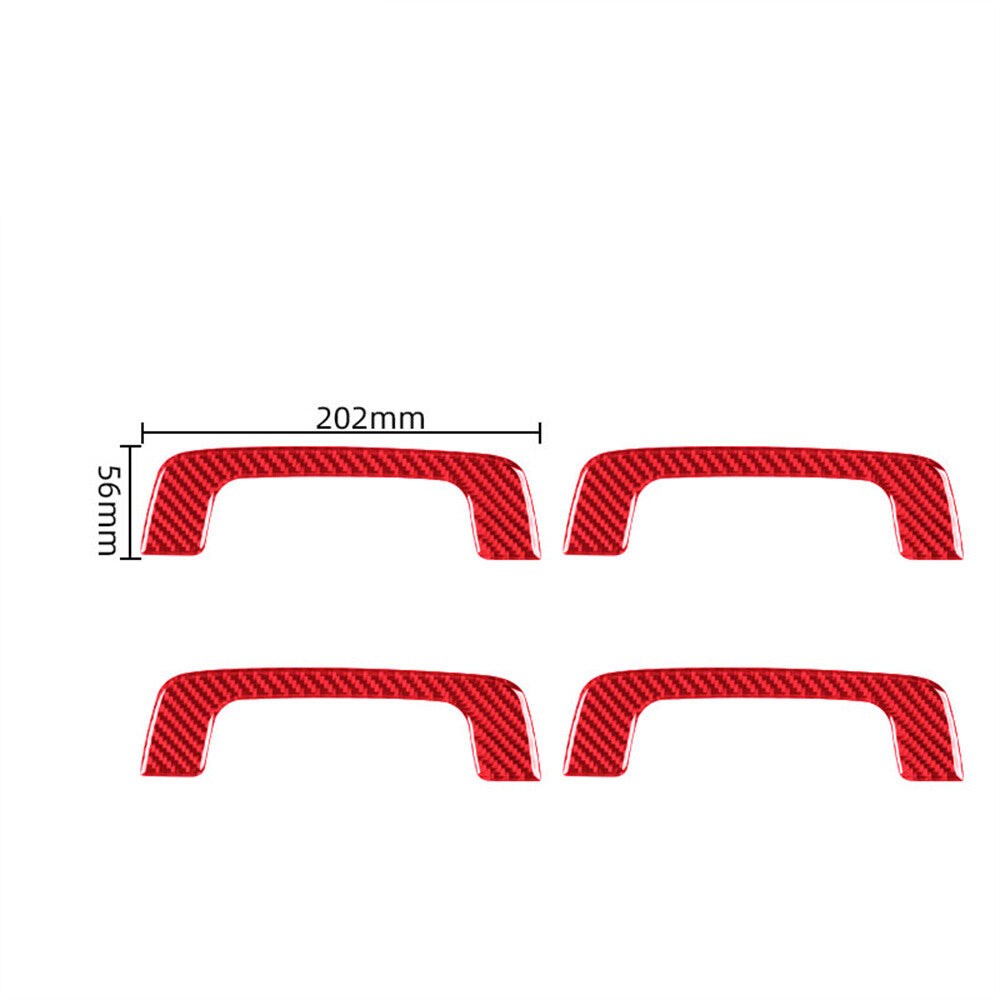 4¡ÁRed Carbon Fiber Interior Roof Handle Panel Cover for Porsche Taycan 2019-2022