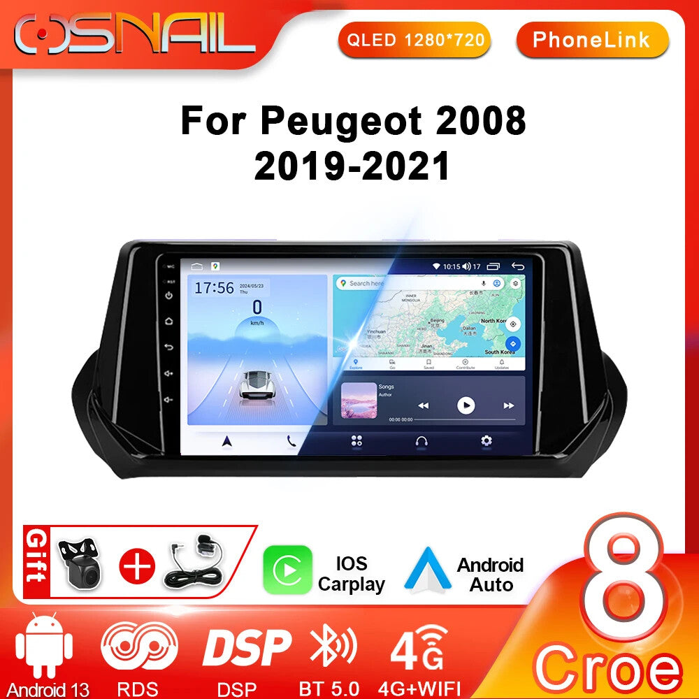 for Peugeot 2008 208 Android13 Multimedia Video Player Navi GPS Car Radio Screen