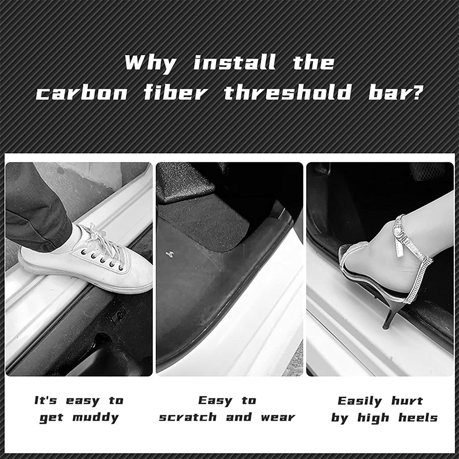 4X Car Carbon Fiber Door Sill Protector Cover Stickers for Toyota Tacoma Tundra