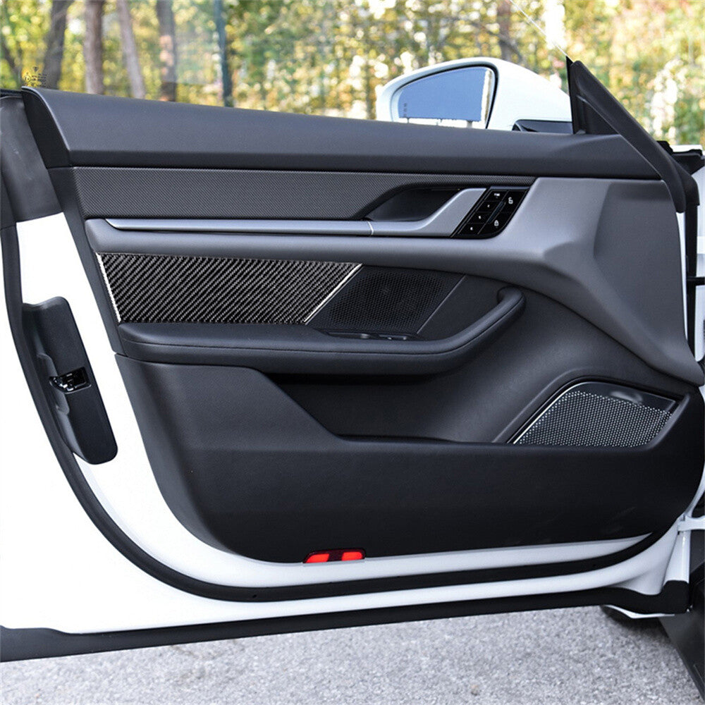 Carbon Fiber Interior Door Speaker Side Panel Cover for Porsche Taycan 2019-2022