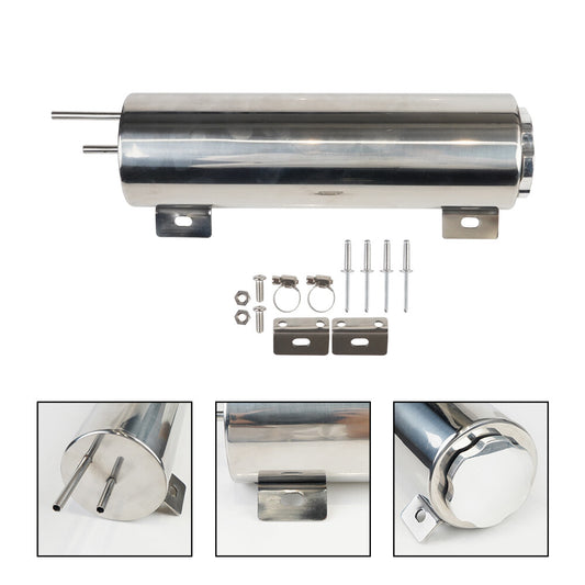 3-inch x 10-inch radiator overflow Puke can, polished stainless steel, 32 oz.