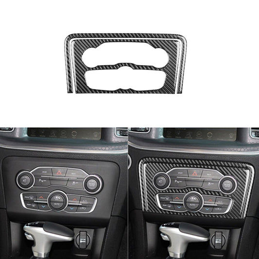 2Pcs Carbon Fiber Interior CD & AC Panel Cover Trim for Dodge Charger 2015-2020