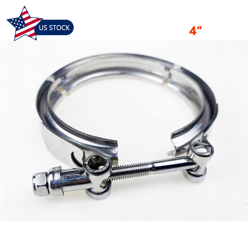 4 Universal Stainless Steel V-Band Clamp for Turbo Downpipe Exhaust Pipe