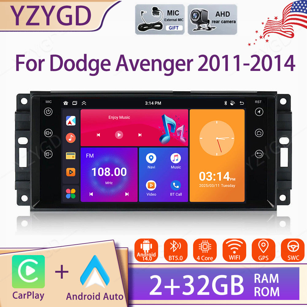 Android 14 7Carplay for Dodge Avenger 2011-2014 Car Radio Stereo GPS Navi BT