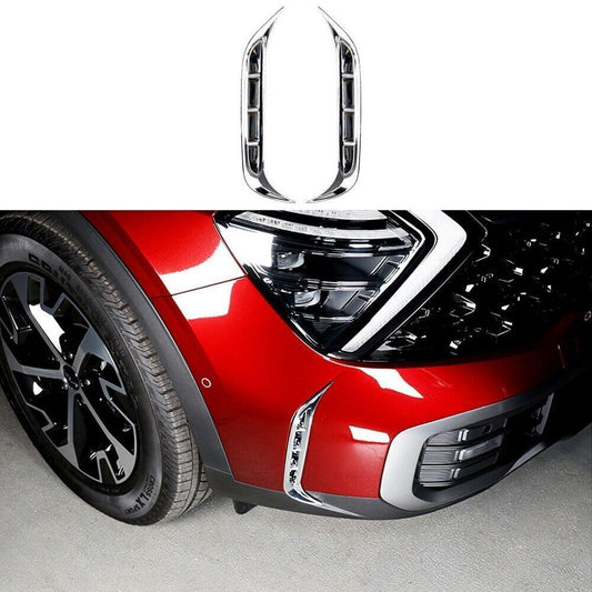 2PC Silver Front Bumper Fog Light Lamp Cover Trim Decal for Kia Sportage 2023-24