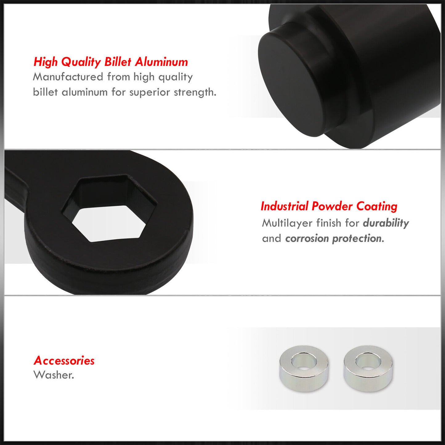 3 Front 2 Rear Black Leveling Lift Kit Shock Extender for 2003-2010 for Hummer H2