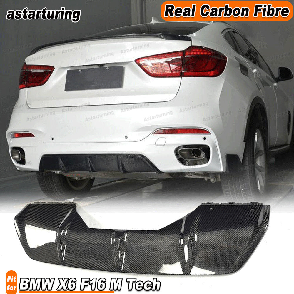 REAL Carbon Rear Bumper Diffuser Spoiler Lip Kit for BMW X6 F16 M Sport 2015-17