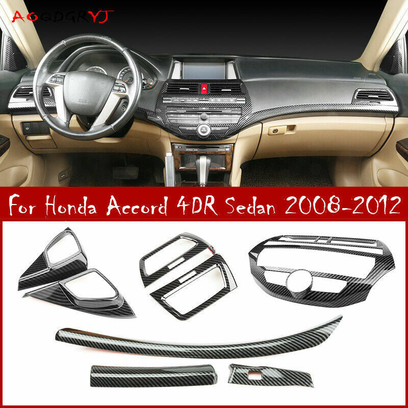 Carbon Fiber Central Console Dashboard Cover Trim for Honda Accord Sedan 08-2012