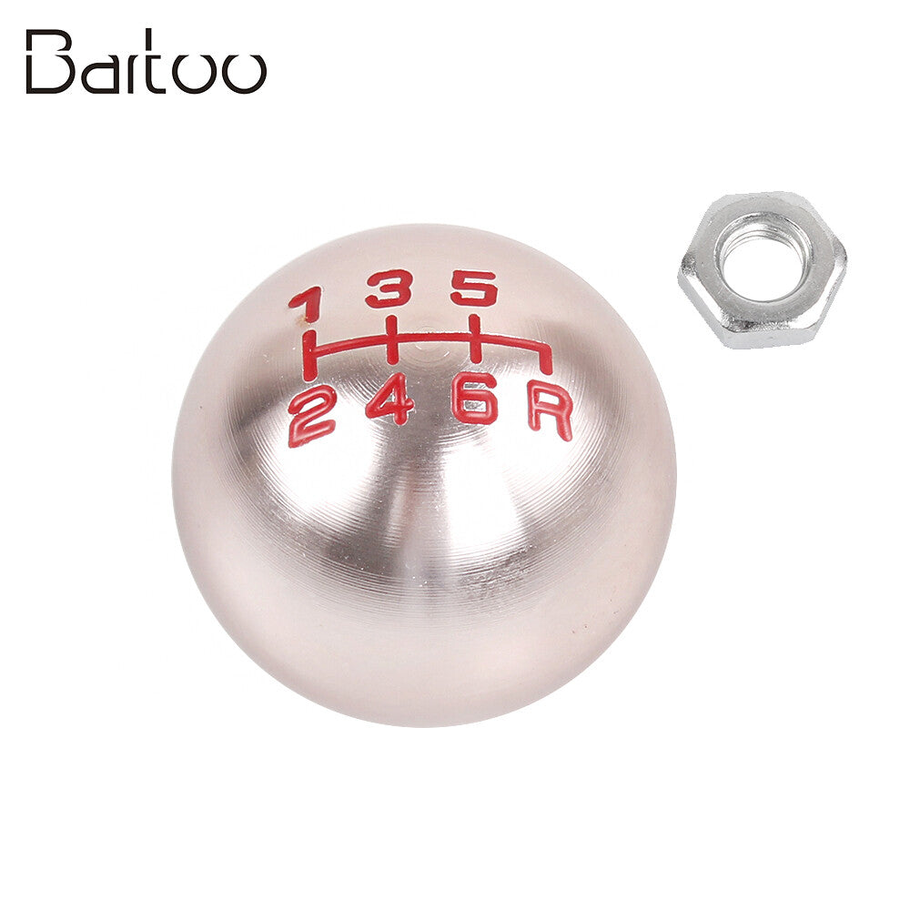 6 Speed M10 X 1.5 Manual Brushed Alunimum Round Ball Shifter Shift Knob