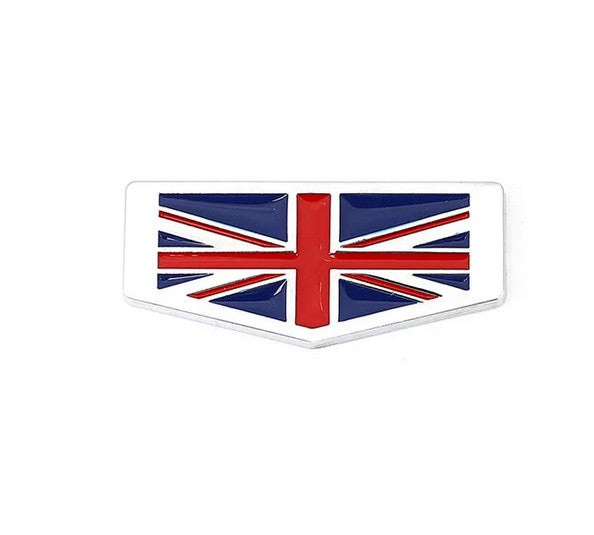 Car side fender rear badge sticker silver metallic England flag for mini