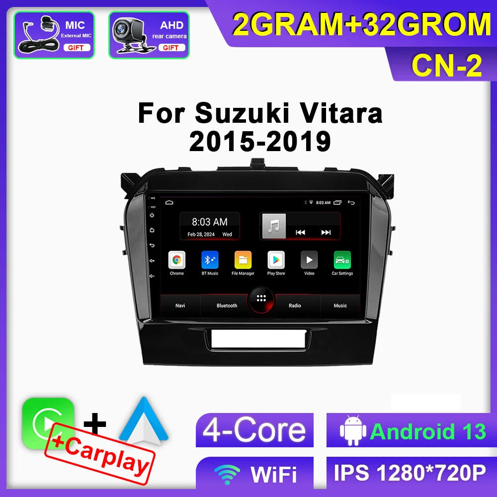 Android Auto CarPlay Car Radio for Suzuki Vitara GPS Multimedia Player Screen