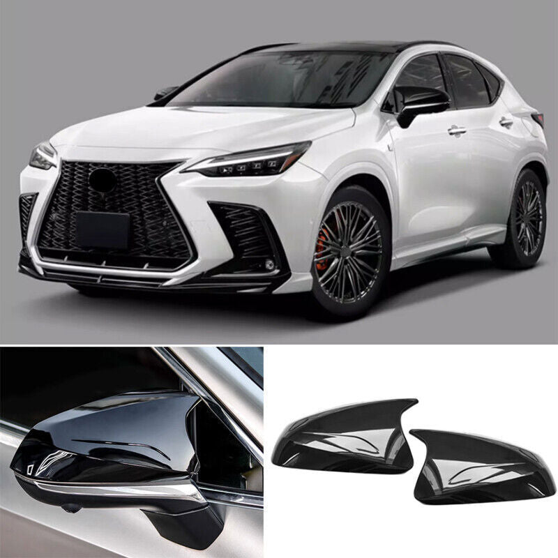for Lexus RX350h RZ 2023-2024 Horn Side Door Mirror Cover Trim ABS Glossy Black