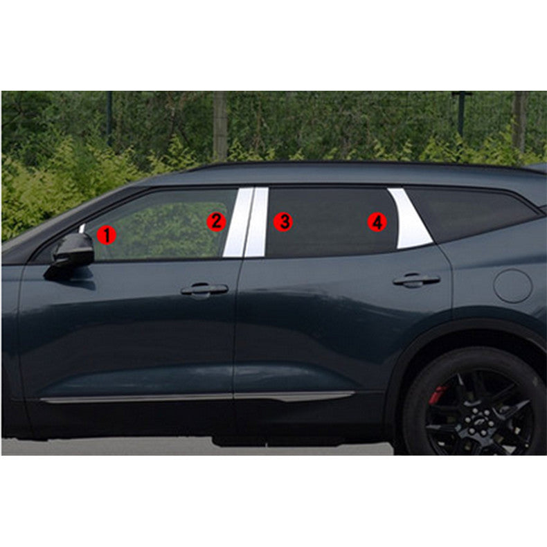 Chrome Pillar Posts for Chevy Blazer 2019-22 8pc Set Door Trim Mirror Cover Kit