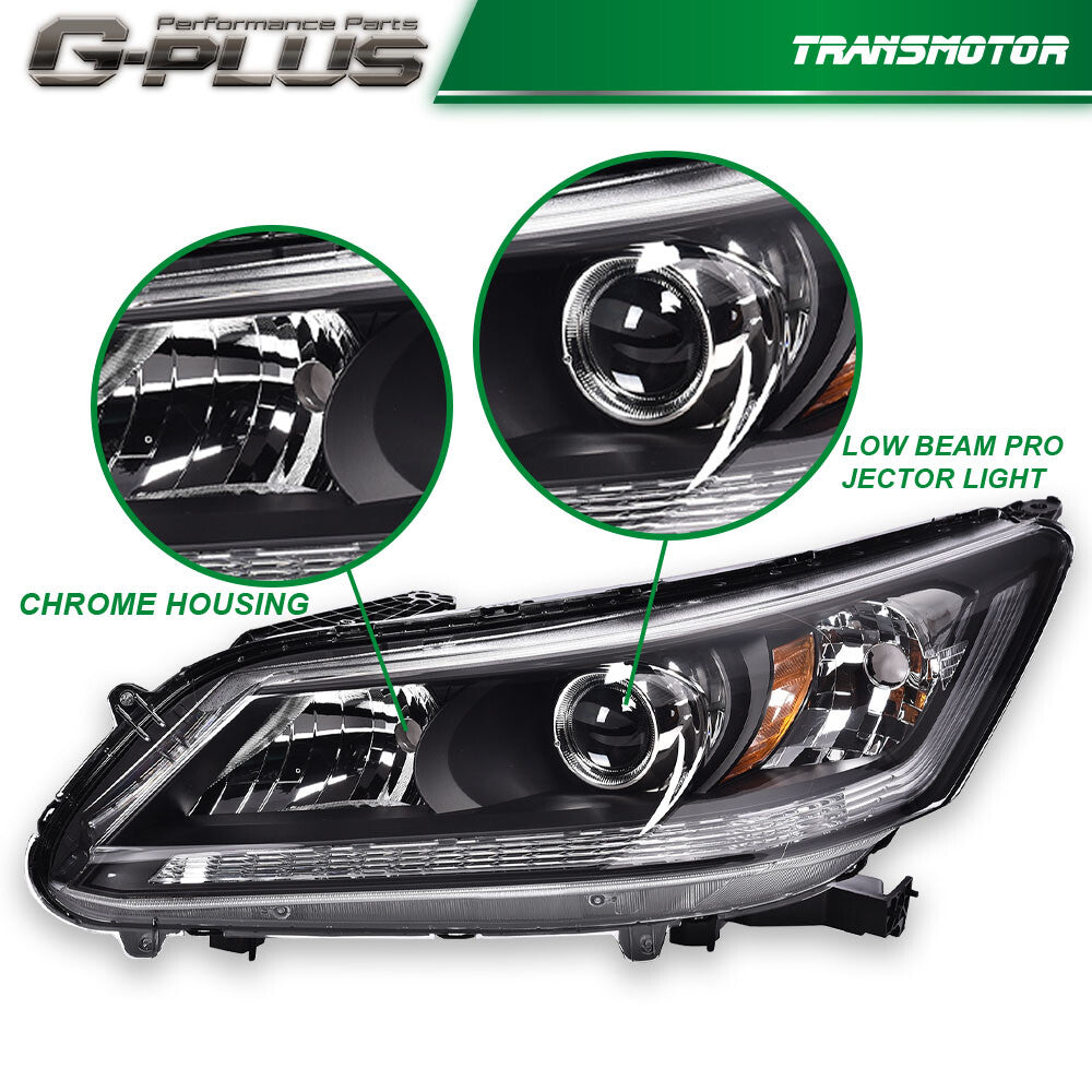 Suitable for 2013-2015 for Honda Accord sedans, black projector headlight left side