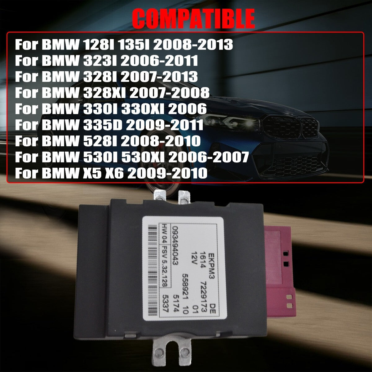 Fuel pump control module 16147229173 is suitable for 128I-530I 335D 328XI X5 X6 Z4