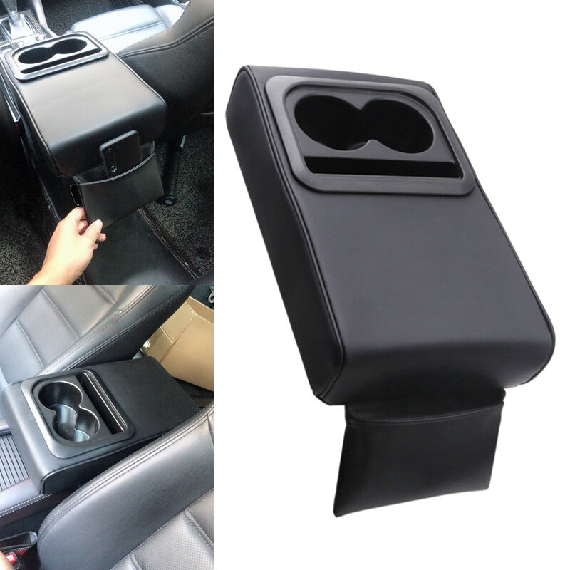 American-style car center console box, cup holder, storage bracket, polyurethane synthetic leather, black