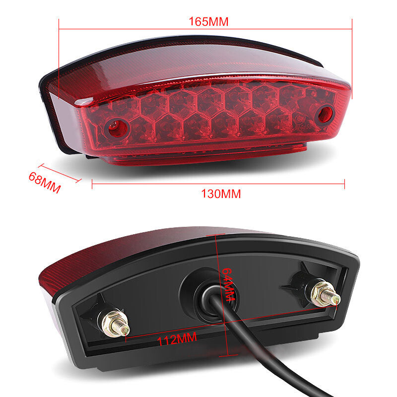 12V Brake Stop Running Tail Light LED For Universal Motorcycle ATV Dirt Bike