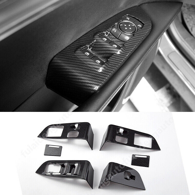 4P for Lincoln MKX 2016-2018 Carbon Fiber Window Lift Switch Button Panel Cover
