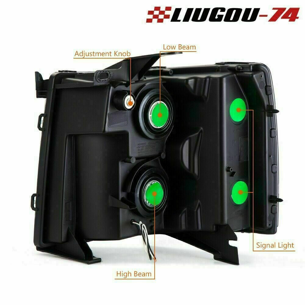 Smoke lens with black housing suitable for 2007-14 for Chevrolet Silverado LED light strip headlights (USA)