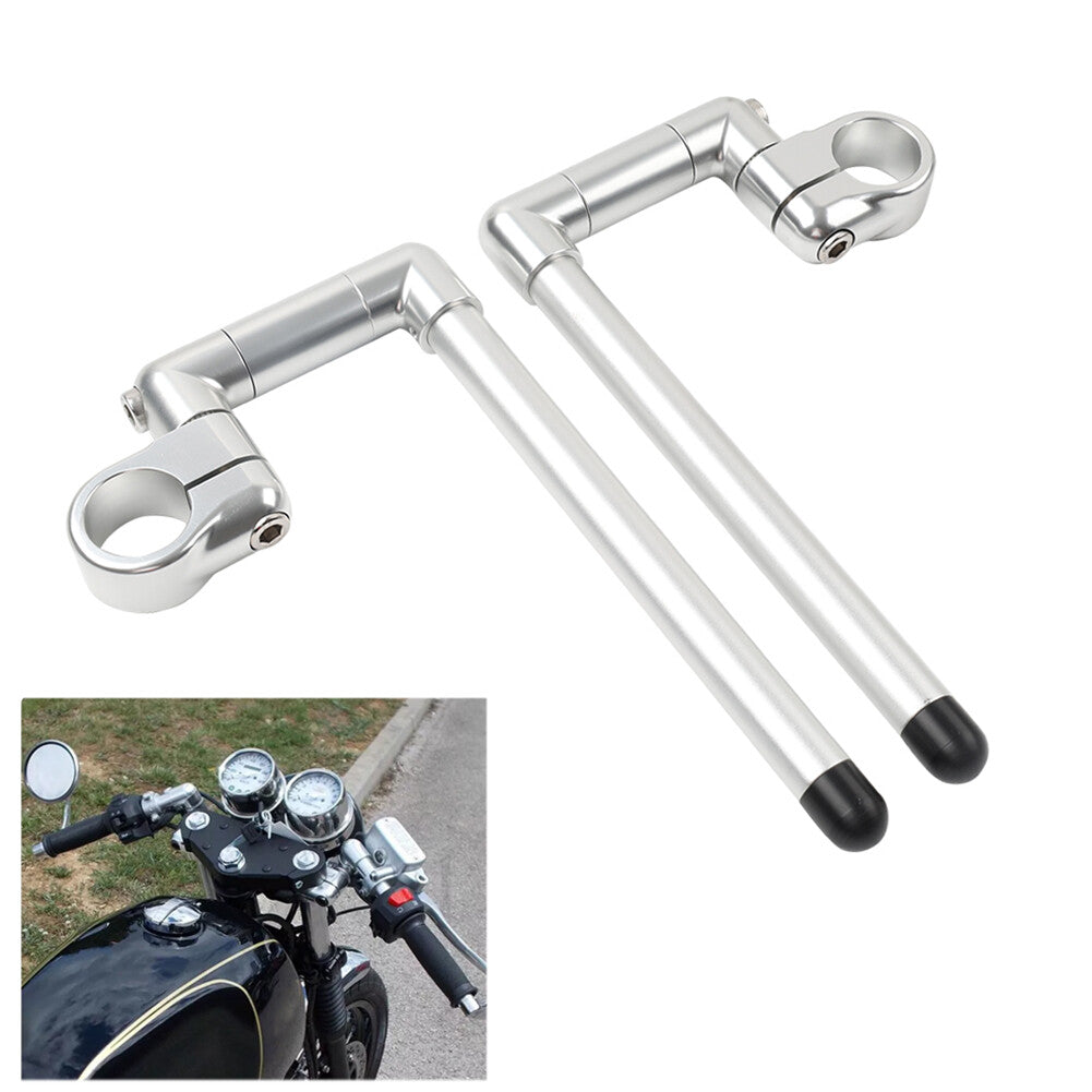 36MM Cafe Racer Bars 7/8 Universal Clip-On Handlebar Fork Tube Silver