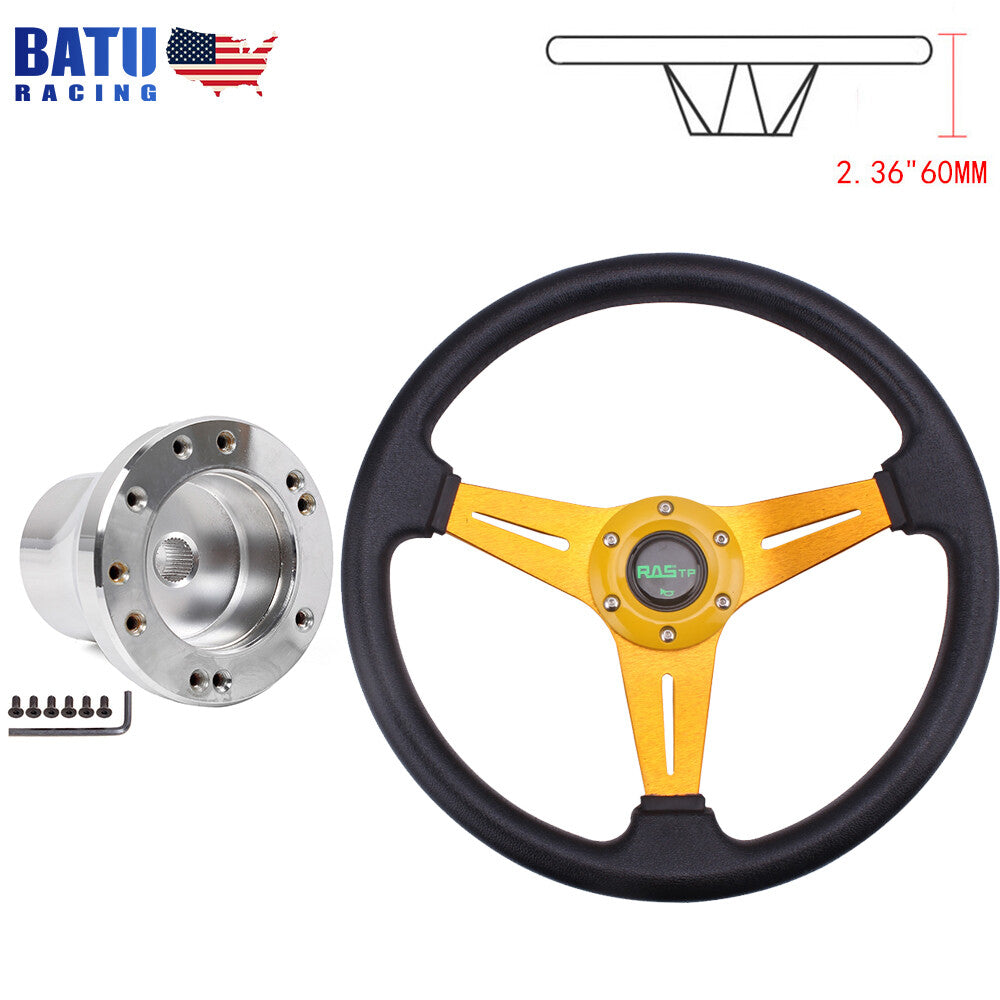 New 14inch for Golf Cart Gold 56 Hole Steering Wheel with for Yamaha G1-G29 Hub Adapter