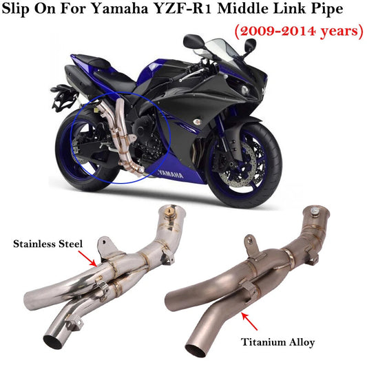 Titanium Alloy Slip On for Yamaha YZF R1 2009-2014 Exhaust Mididle Link Pipe Muffler