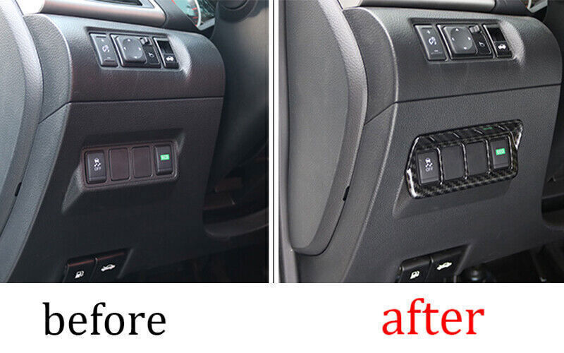 Car Headlight Button Frame Cover Trim Fit for Nissan Sentra 2013-19 Carbon Fiber
