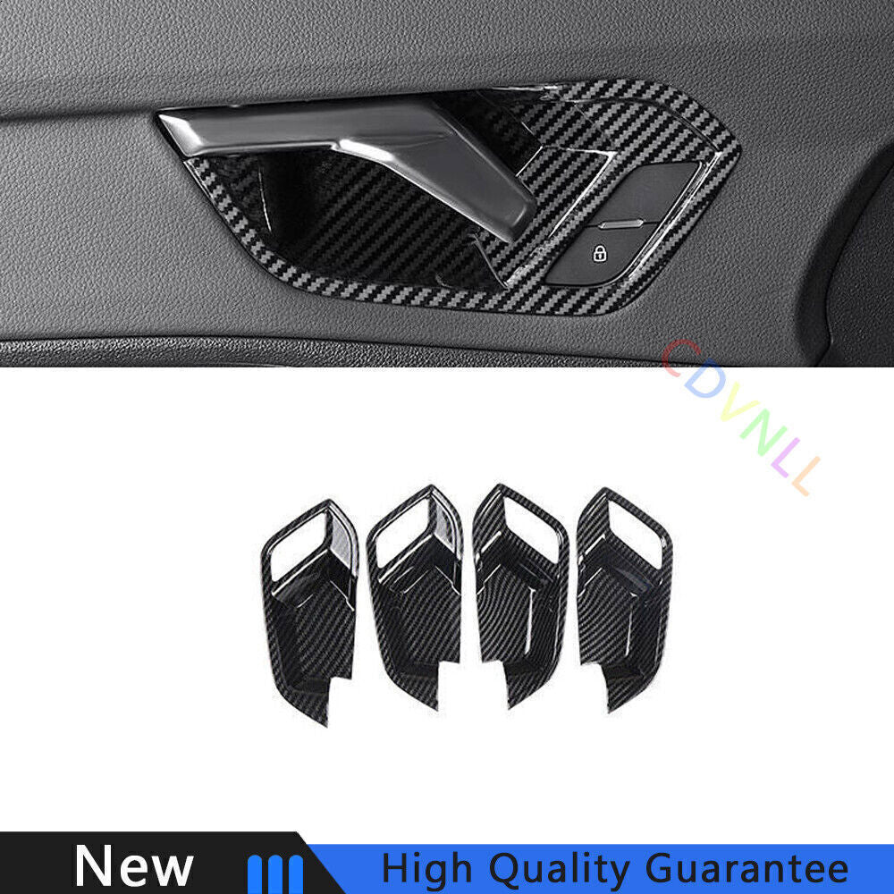 for Audi Q3 2019-2024 Carbon Fiber Interior Door Handle Bowl Frame Cover Trim