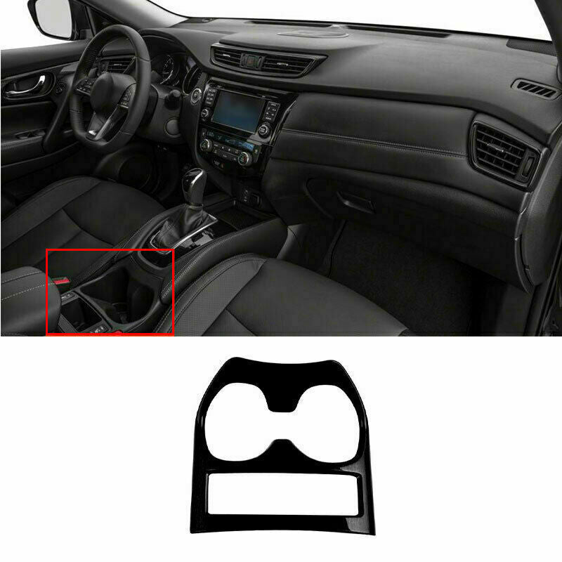 For 2014-2020 for Nissan Rogue ABS Bright Black Console Water Cup Holder Frame Trim