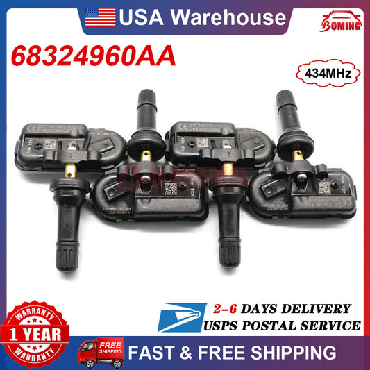 4x New 68324960AA for Jeep Cherokee for RAM 1500 2500 3500 TPMS Tire Pressure Sensor