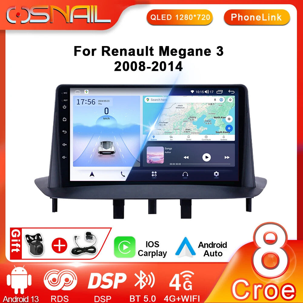 for Renault Megane 3 Fluence Samsung SM3 Video Player CarPlay Navi GPS Car Radio