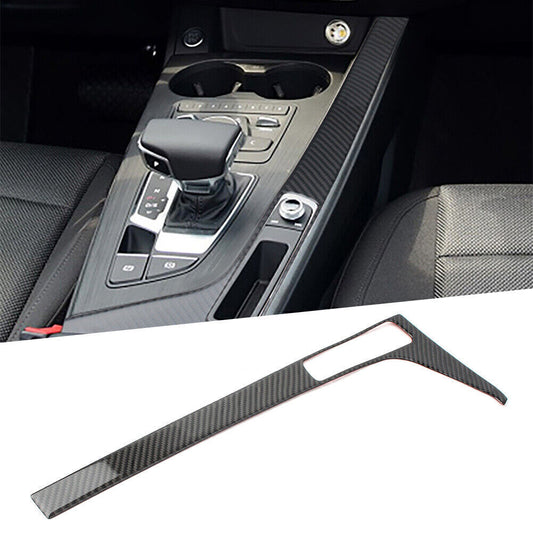 Console Gear Shift Box Trim Cover LHD Fit for Audi A4 B9 A5 S5 2017-20 Carbon Fiber