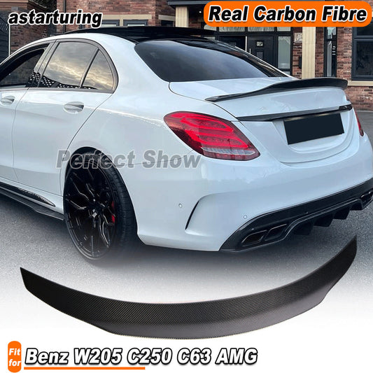 Fit for Mercedes W205 C250 C63 2015-2019 Real Carbon Rear Trunk Spoiler Wing