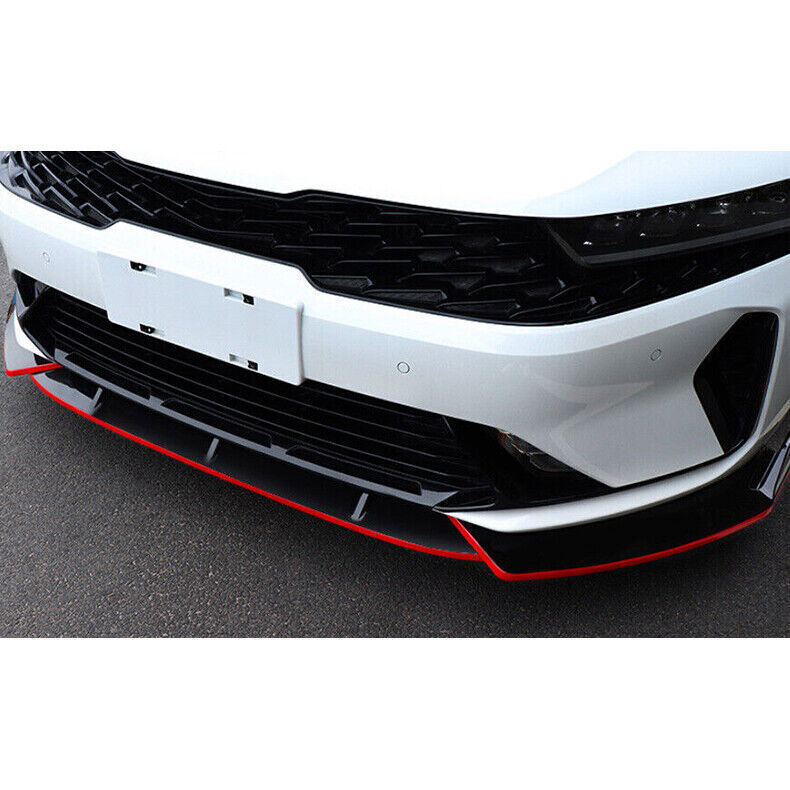 3P ABS Black+Red Front Bumper Lip Splitter Spoiler Refit Trim for Kia K5 21-2024