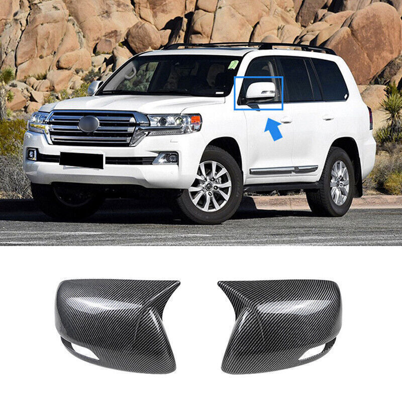 for Toyota for Land Cruiser 13-2021 Carbon Fiber OX Horn Rear View Mirror Cover Trim