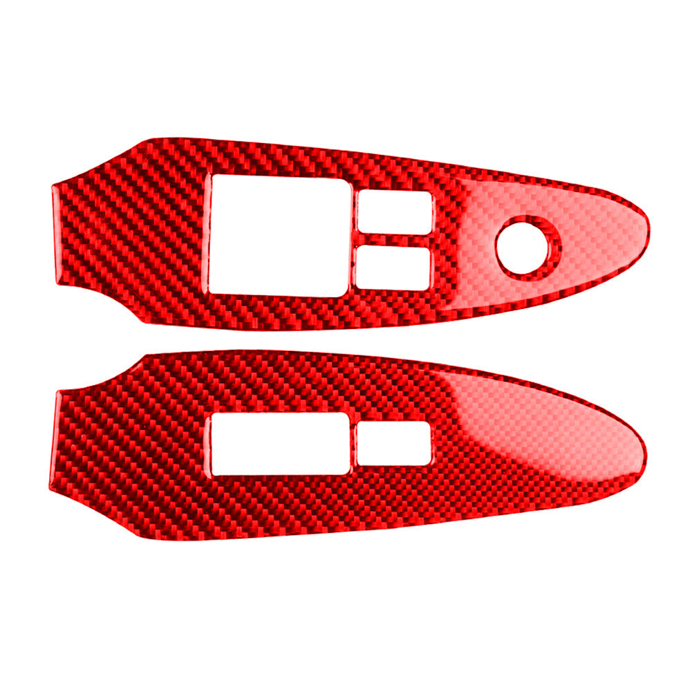 2Pcs Red Carbon Fiber Window Switch Panel Cover Trim For 2009-2020 for Nissan 370Z