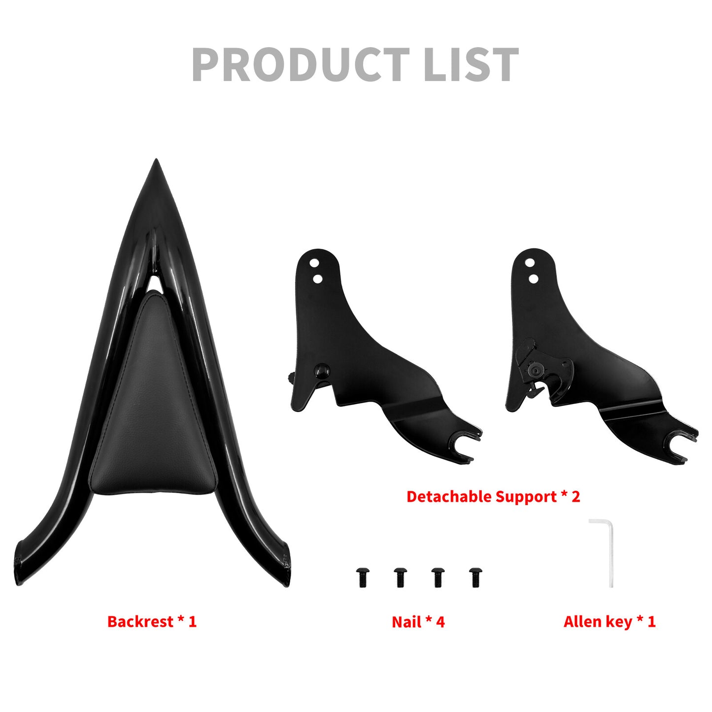 16 Black Passenger Backrest Sissy Bar for Harley Touring Road Electra Glide 09+