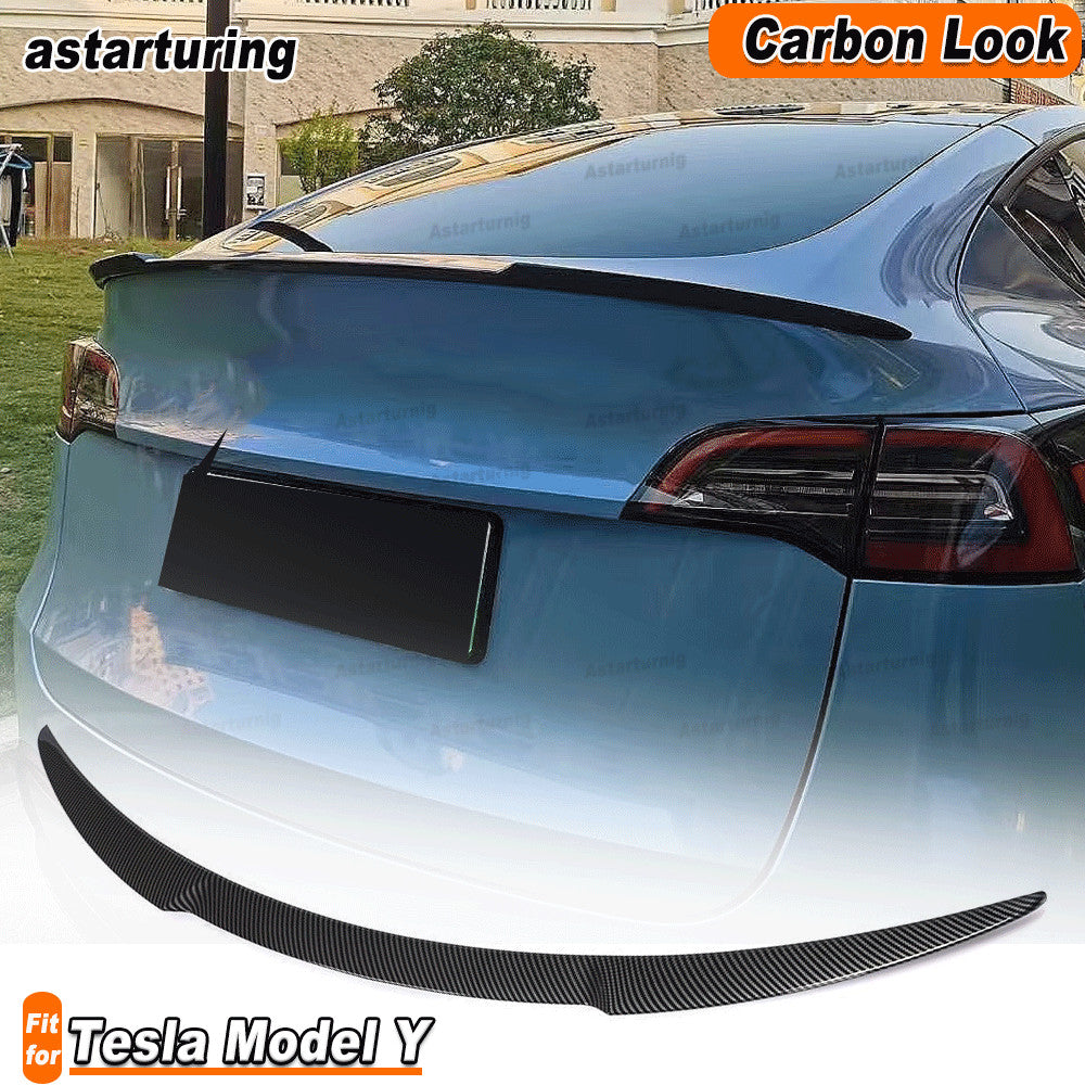 Carbon Look Rear Trunk Spoiler Wing Lid Tail Lip Fit for Tesla for Model Y 2020-2024