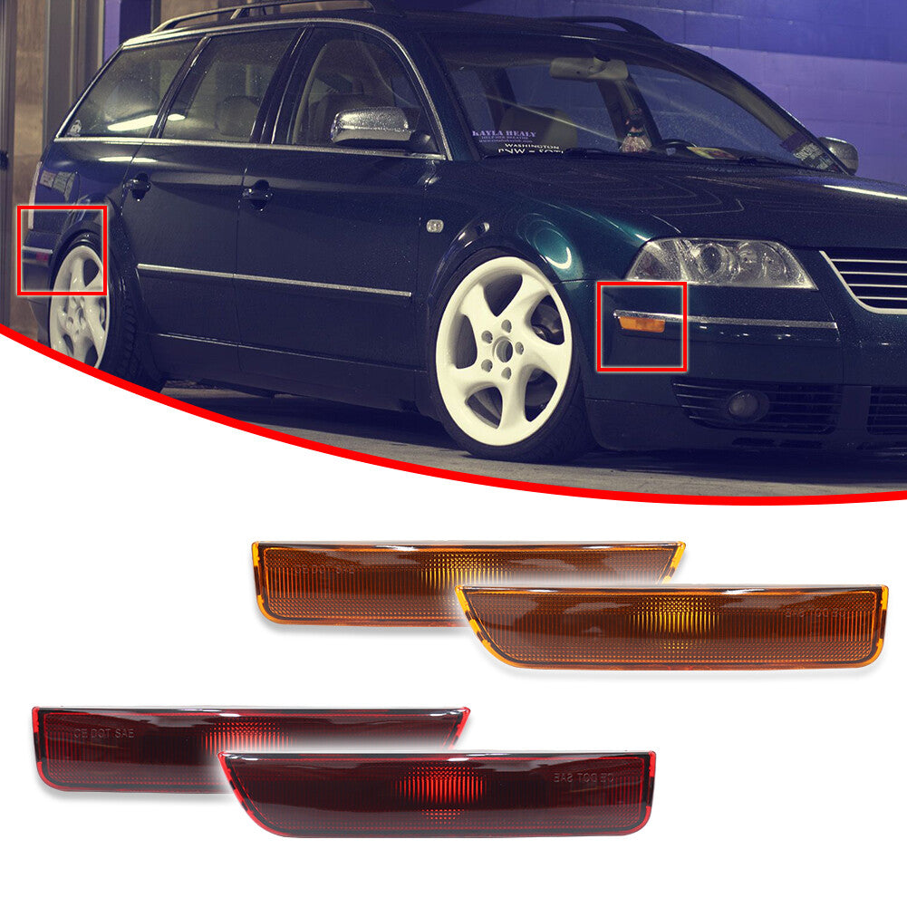 Suitable for 01-05 for Volkswagen for Passat B5.5 front and rear bumper side marker light reflectors in amber red.