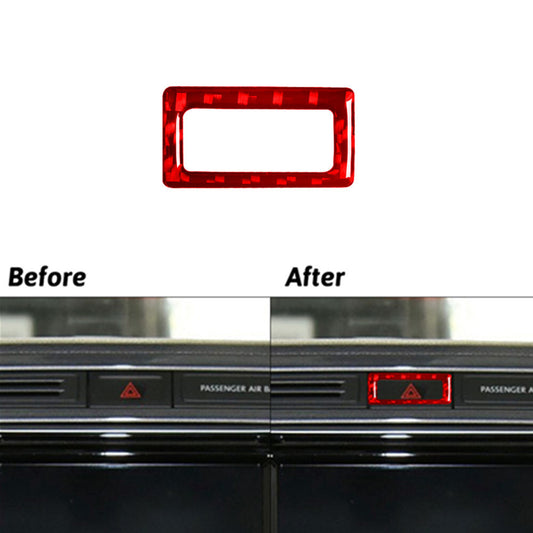 Red Carbon Fiber Hazard Light Switch Frame Trim for Volkswagen for Tiguan 2013-2017