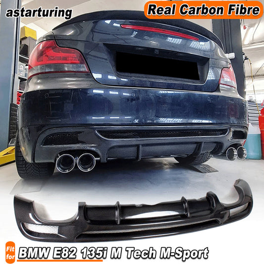 for BMW E82 135i 125i 128i M Tech Bumper 2007-13 REAL Carbon Rear Diffuser Quad